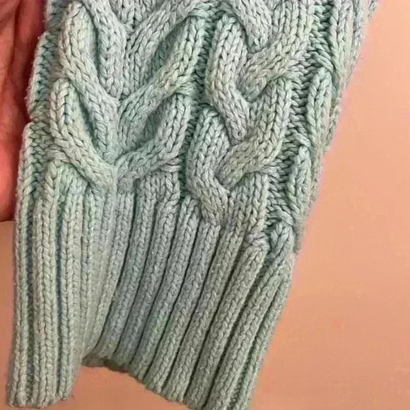 Ana Womens Cozy Turtleneck Chunky Cable Knit Sweater Aqua Blue Size Large - Picture 6 of 11